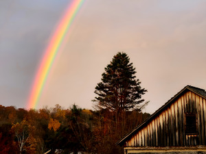 Morning Rainbow Over Barn by Earthshine Emporium