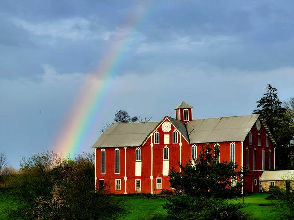Rainbow & Barn Print