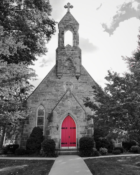 Red Church Door Print