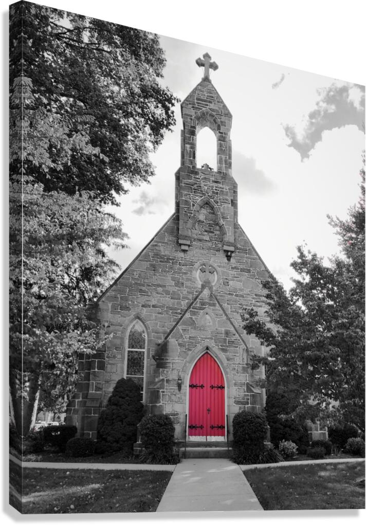 Red Church Door Canvas Print