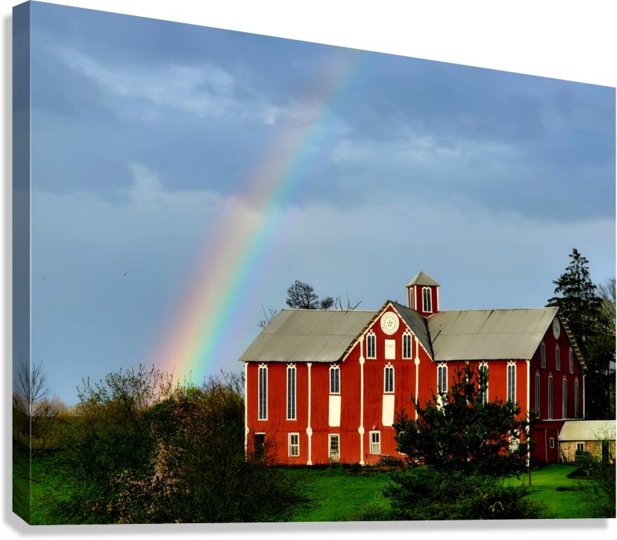 Rainbow & Barn Canvas Print