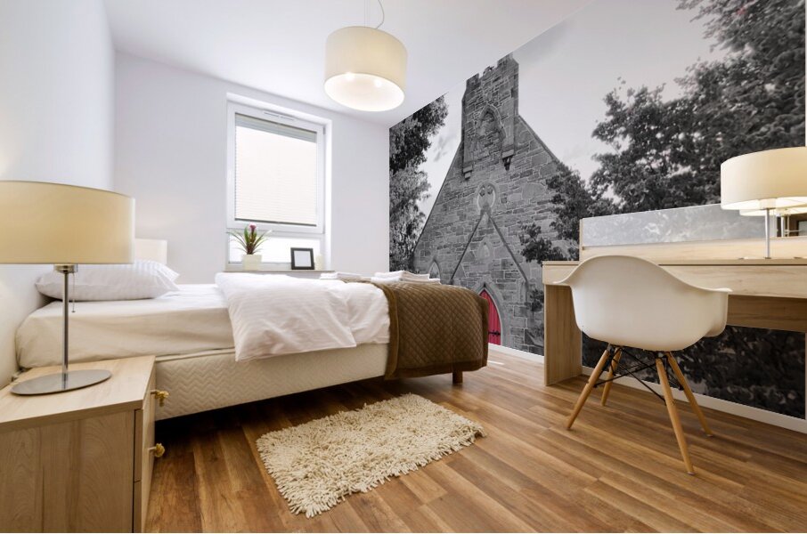 Red Church Door Mural print