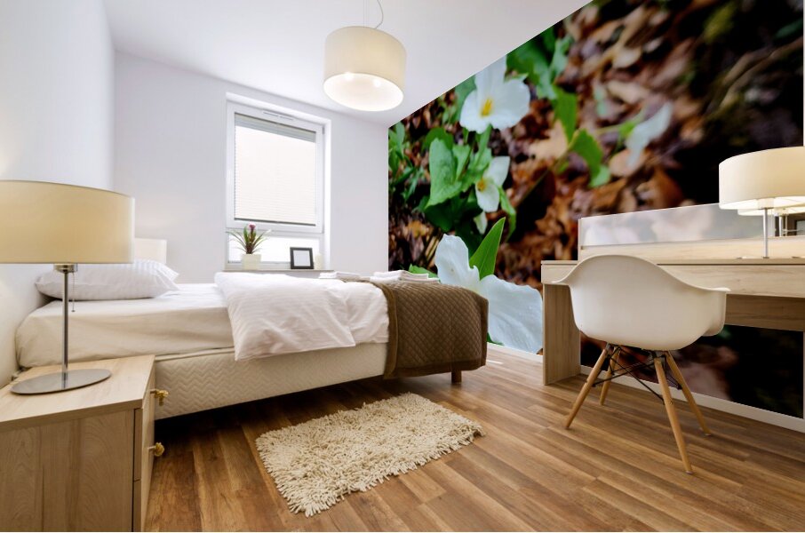 White Trillium Column Mural print