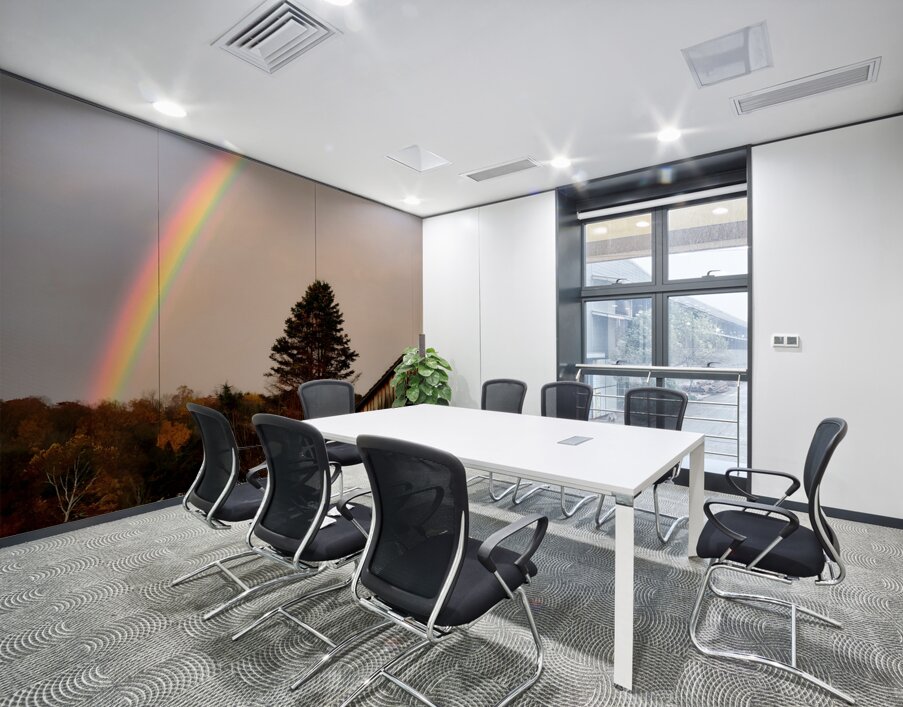 Morning Rainbow Over Barn Wall Printing