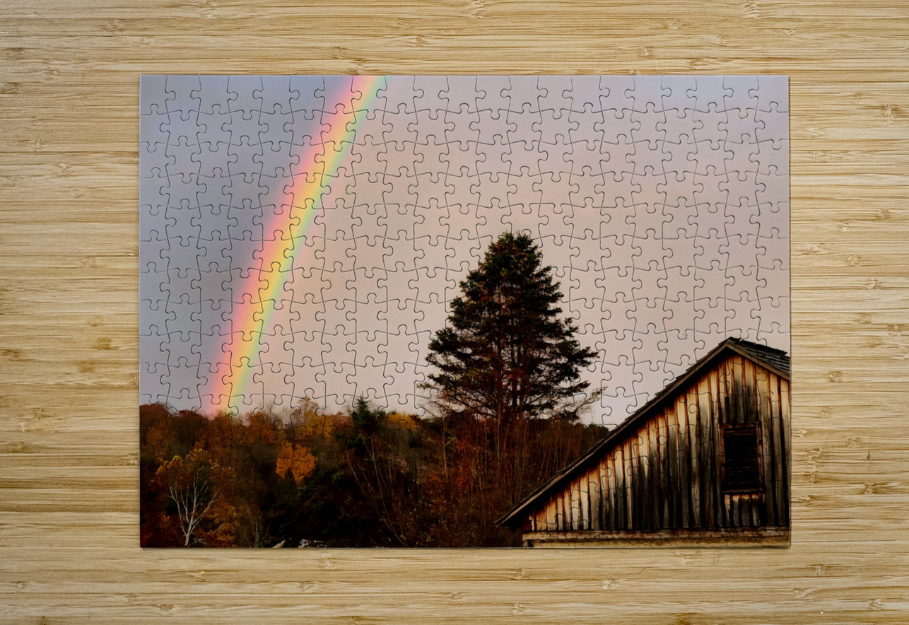 Morning Rainbow Over Barn Earthshine Emporium Puzzle printing