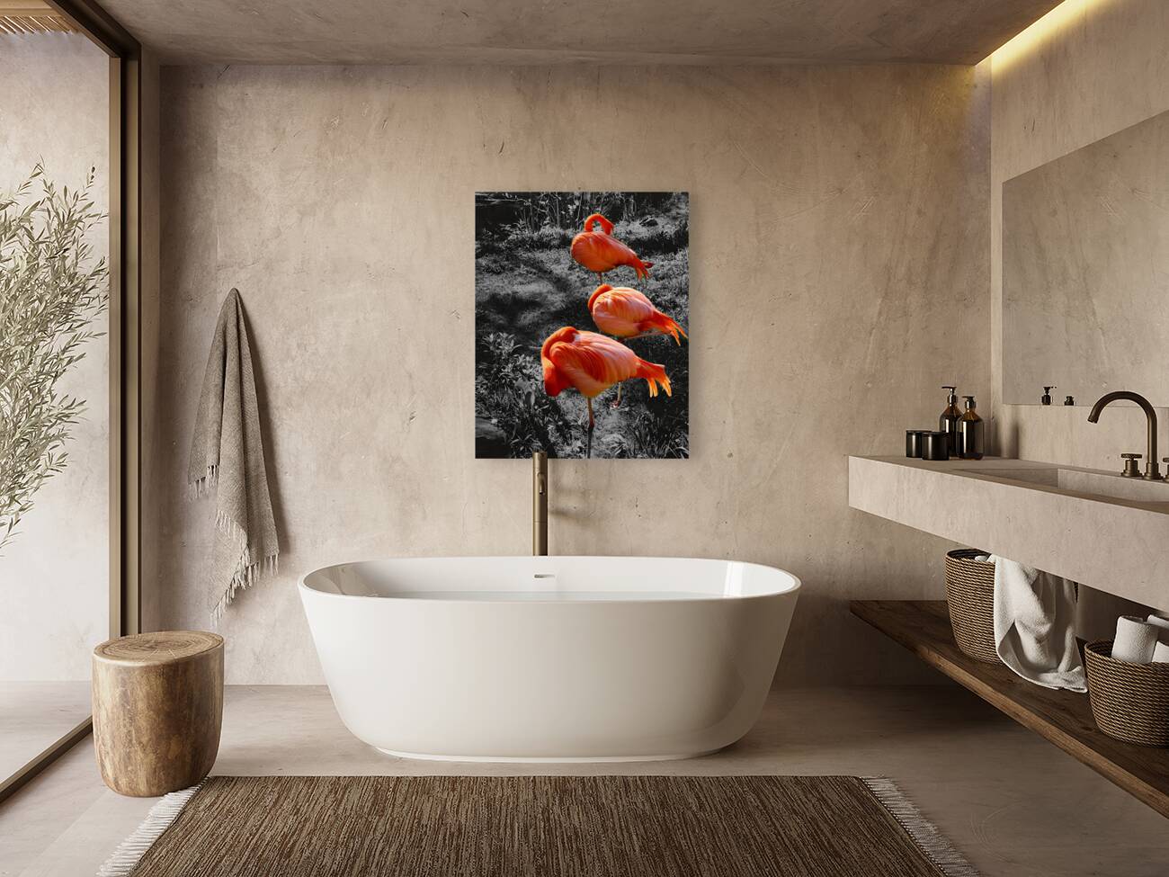 Flamingos Tucked Reproduction