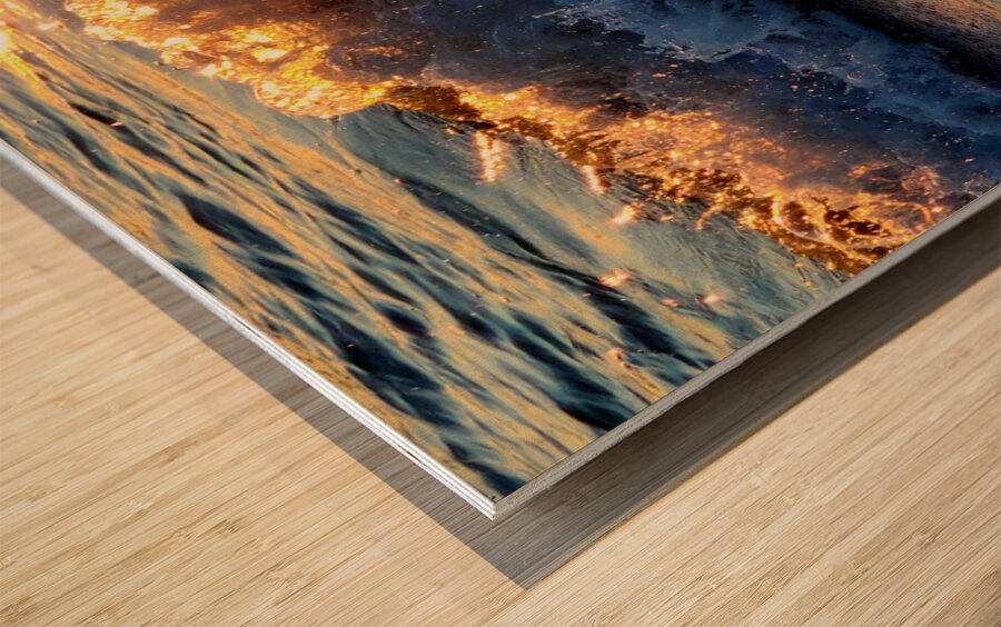 First Rays On Surf Wood print