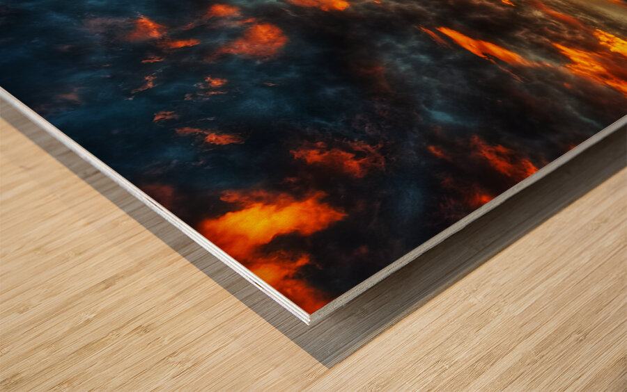 Fiery Sunset Wood print